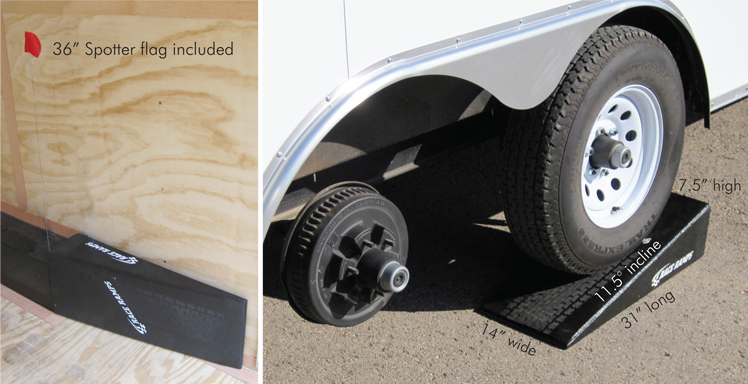 Silver STI Subaru race ramps trailer assist